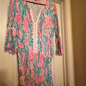 Lilly Pulitzer Vibrant Pink and Blue Long Sleeve Dress